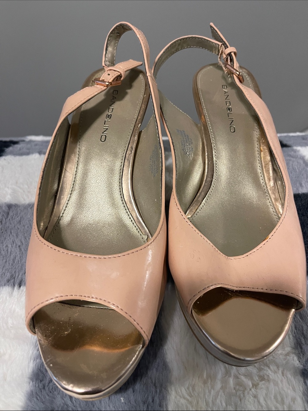 Bandolino Blush Pink Peep Toe Slingback Heels